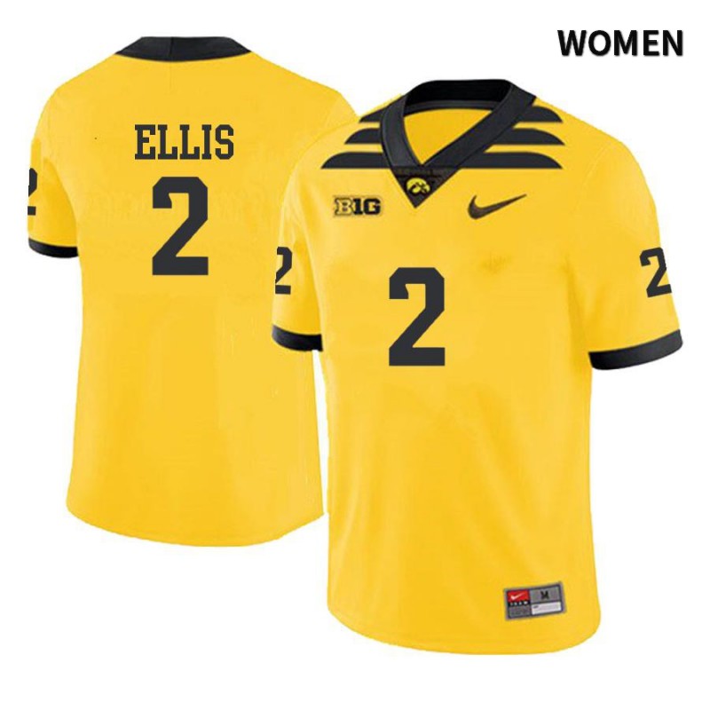 Women's Iowa Hawkeyes NCAA #2 Mick Ellis Yellow Authentic Nike Alumni Stitched College Football Jersey NE34A63OQ